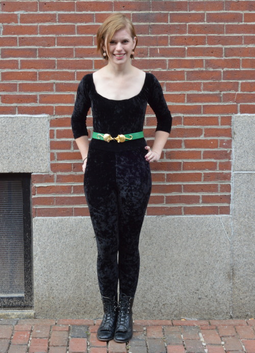 Erin in her velvet jumpsuit.  We have a winner.www.mainestreets.tumblr.comPhoto by Laura Ker