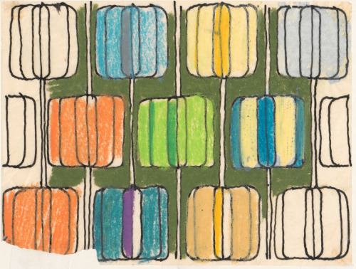 Arne Jacobsen, textile design, no date. Drawings. Via kunstbib.dk