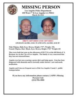 spytap:  spytap: My GRANDPARENTS are MISSING - PLEASE HELP My grandparents have been missing for over 24 hours. From what my mom told me, they took the 720 or 20 bus on Wilshire to a Yoshinoya on Alvarado and Wilshire (something that they’ve done many