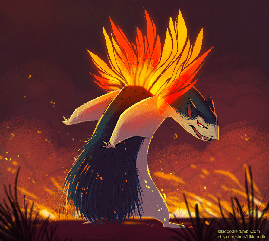 kikidoodle:  Today’s daily doodle is Typhlosion, a gift for my little bro!  