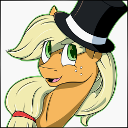 tlatophat:  The results of the Pony in a Top Hat Sweepstakes, in no particular order. Applejack for wookiara Yesenia for i-lane-it-i-feed-it Mortimer for enma-darei Smitty for smittygir4 (NSFW) Lightning Strike for lightningstrikestudios  hehe, Thanks