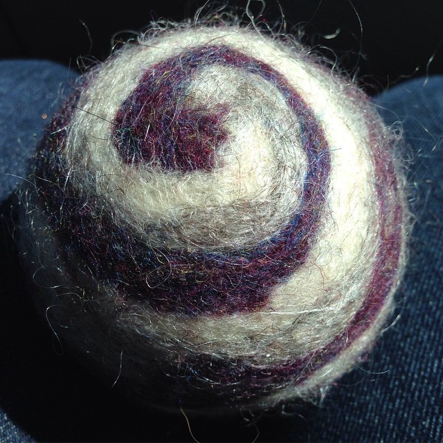 Prettiest dryer ball ever. It was lovely meeting @bowen_sally of #TopseyFarms this weekend.