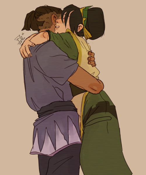 gays4korra: ezralie: Colored a Sokka &amp; Toph sketch I did for Insta! I love these two idiots 