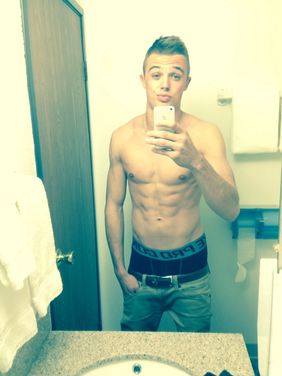 straightnakedselfies:  Thomas is a pretty boy who showed off then got cold feet.