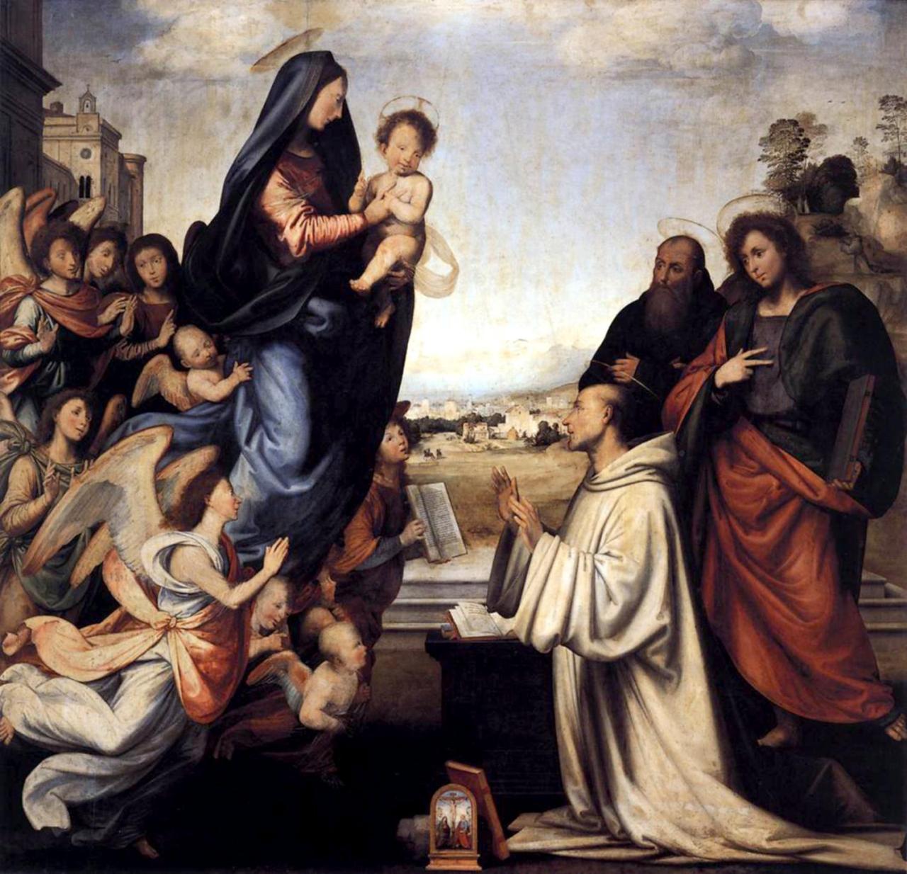   Vision of Saint Bernard    ~Fra Bartolomeo     1507  Oil on panel   213 x 220 cm