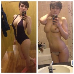 nudeselfiesdaily:  Short hair isn’t a problem is it?