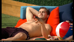 skiesofryan:  Clay soaking wet in the Big Brother backyard. OMG.