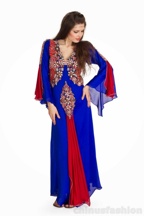 Atara Royal Blue And Red Chiffon Kaftan Looking for a gorgeous traditional alternative to modern sty