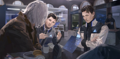 That leg on the right belongs to Gavin Reed. Why Connor and RK900 share the same face while look tot