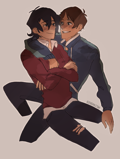 !! Because everyday is klance day! (and keith in distressed jeans and lance rocking a track jacket i