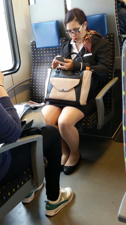 Sexy legs in pantyhose strumpfhose voyeur train tights...