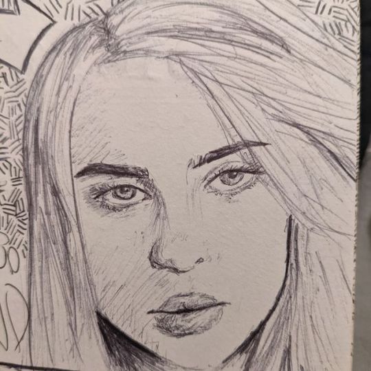 Somehow this is the only drawing I’ve ever done of this lovely lady. Her music gives me life. #billie eilish#fanart#commissions open#my art#art#visual art#ink #ink on paper #sketchbook page#sketch#sketchbook tour#visual artist#visual arts#independent artist#canadian artist#portrait#ink drawing#doodle#doodles#old art