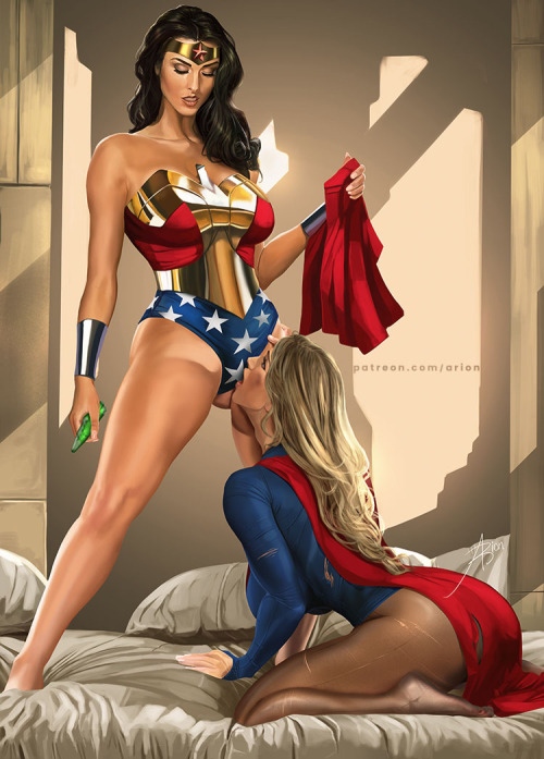 naughtyhalloweenart: Wonder Woman vs Supergirl by arion69