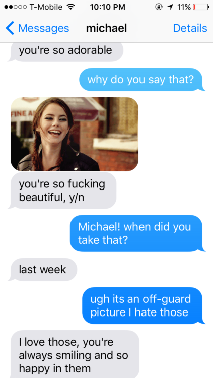 TEXT AU: Michael sends an off-guard picture of you (requested)