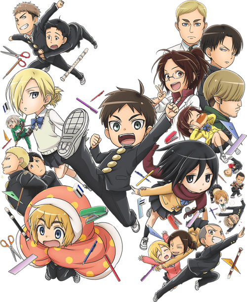 Transparent images of the Shingeki! Kyojin Chuugakkou (Attack on Titan: Junior High) character designs!  104th Trainee Squad’s transparents are here!  The anime series, premiering in October, was announced with a trailer and official website today!