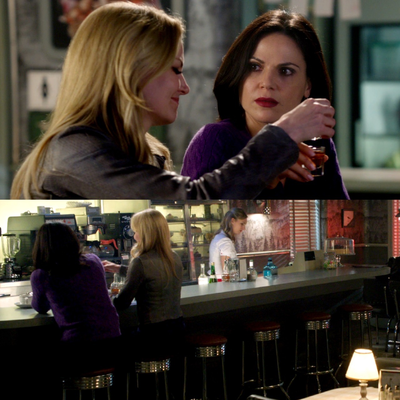 lana-lana-b0-bana:   That time Emma and Regina had drinks together in a dim, romantically-lit