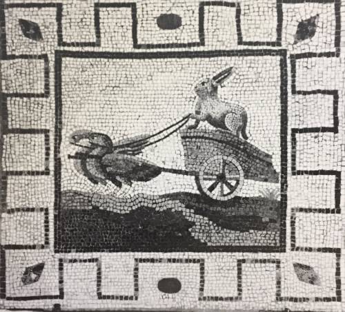 Thoroughly Enamored By This Ancient Roman Mosaic Of A Rabbit Driving A Chariot Pulled By Geese. Truly