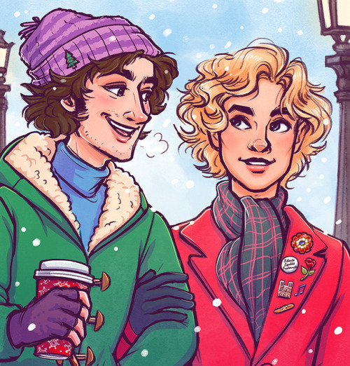 juanjoltaire: Happy holidays from Grantaire and Enjolras! It started as a doodle of Enjolras and the