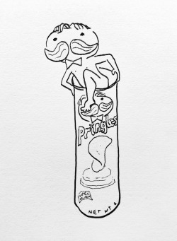 toomuchperfume: momma-crow:  tommy-siegel:  Doodle request: “Something you hope not to find in a Pringles can.”  Ah SHIT I got another one with whoever-the-hell-this-guy-is inside   Dear gods that’s terrifying  Mr. Pringles Coming Out of His Well