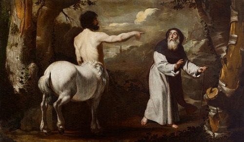 religions-of-the-world: St. Anthony, the Centaur, and the Satyr (from the Life of St. Paul, the Firs