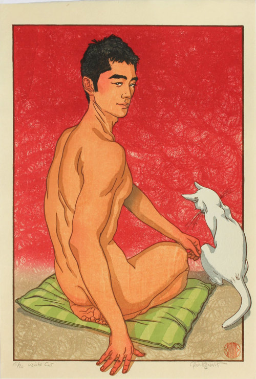 beyond-the-pale:  Paul Binnie - White Cat, Woodblock Print, 2004    