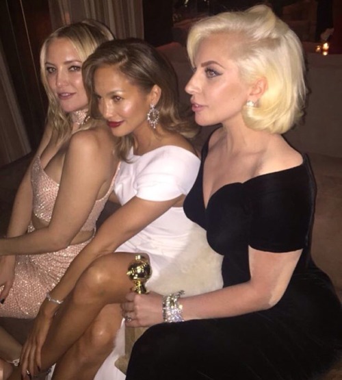 thattboyisamonster:  Lady Gaga, Jennifer Lopez and Kate Hudson attending the Golden Globe’s after-party tonight. 