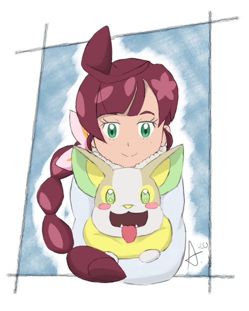 Ta-da! I drew Koharu/Chloe & Wanpachi/Yamper in her winter attire! Took a while to get this to l