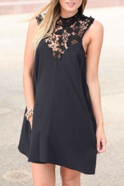 Chastitytonight:  Plain But Out Black Dressblack Lace Fit Dressshort Sleeve Lace