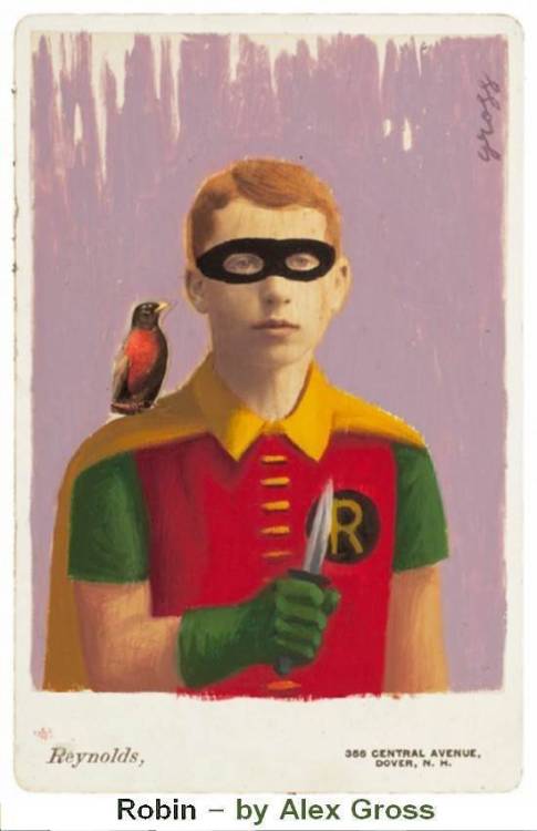 peterschlehmil: Batman: 4 characters painted by Alex Gross on vintage cards
