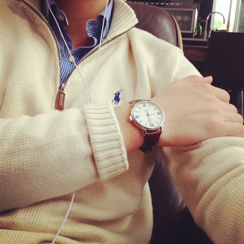 bridlesandbows:  There is honestly nothing more attractive for a guy to wear than the buttondown/half zip sweater combination 