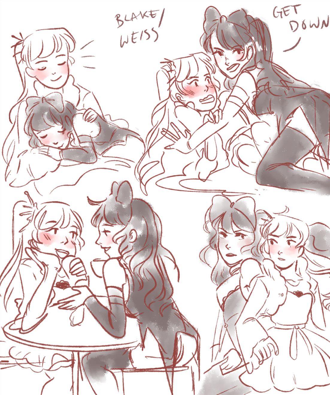 rnetatton:  rwby doodles that are basically blake/weiss bc im garbage 