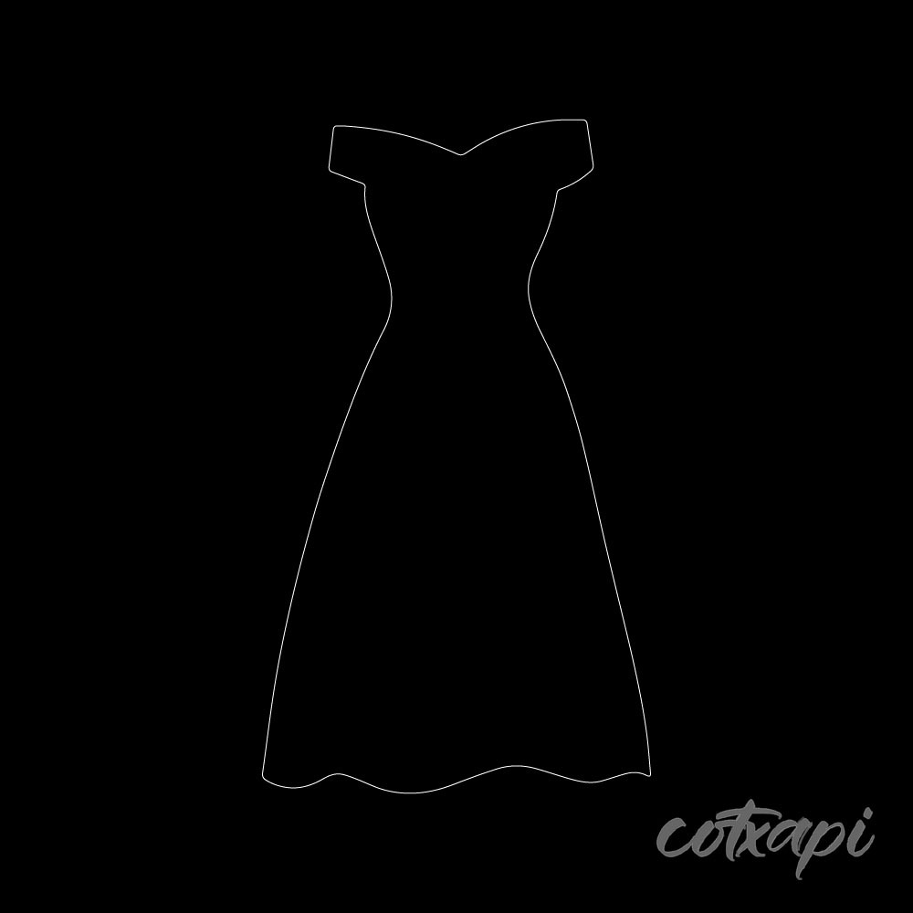 Girl Woman Ladies Dress Design Fashion Clothing Icon Set in Vector Dress Illustration Outline Art