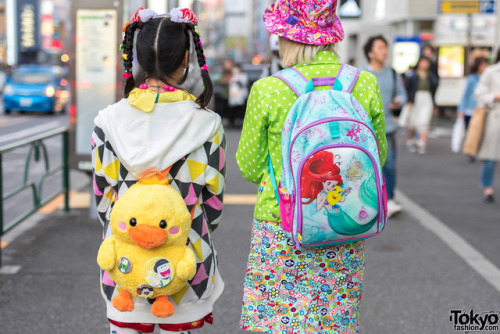 tokyo-fashion:21-year-old Chama and 19-year-old Chi-Chan (a Bunka Fashion College student) on the st