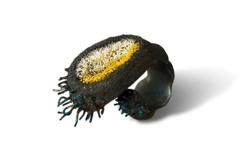 Arata Fuchi Ring: Heliopause 2, 2013 Oxidized silver, Oxidized silver powder, Fine gold, Fine silver