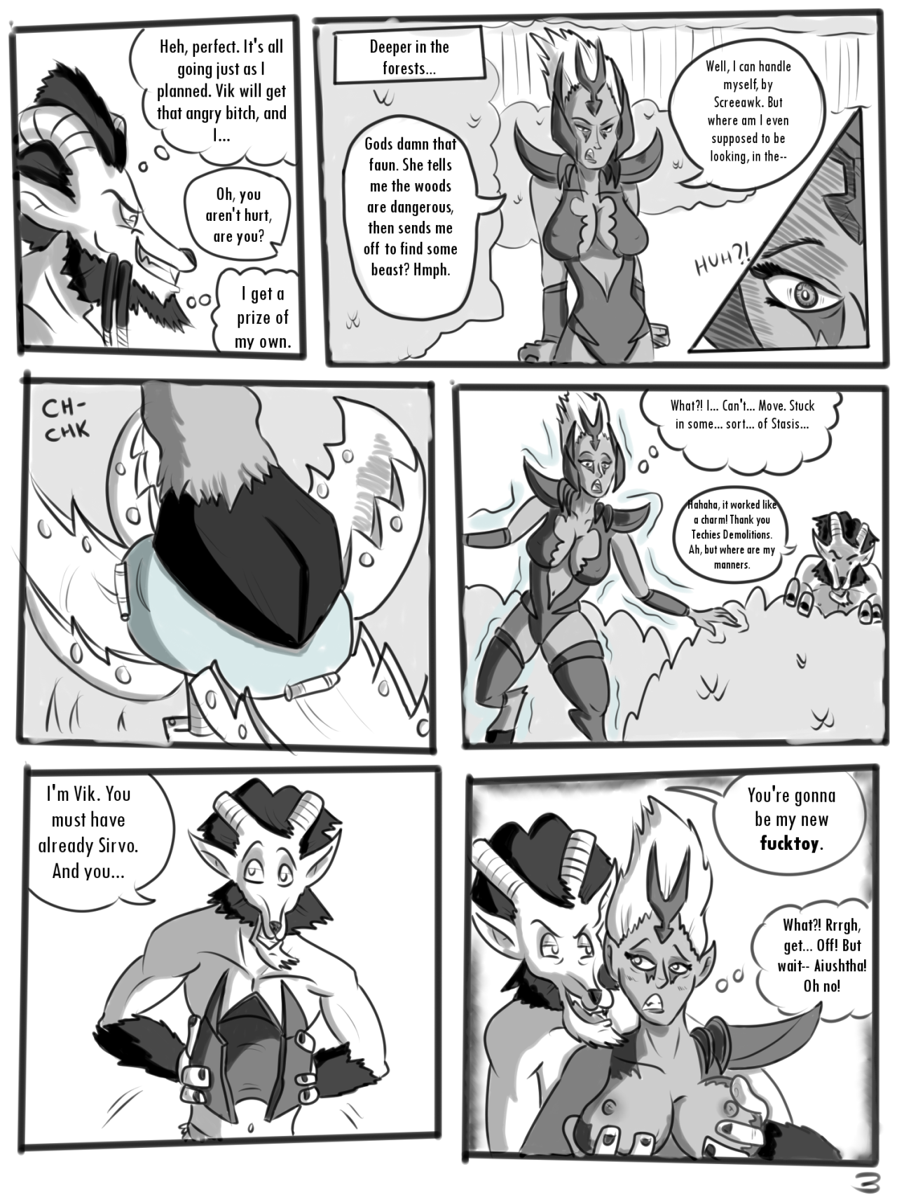 Page 3 of Two Horny Satyrs in Jungle Fever is here boys and girls. And look! There’s