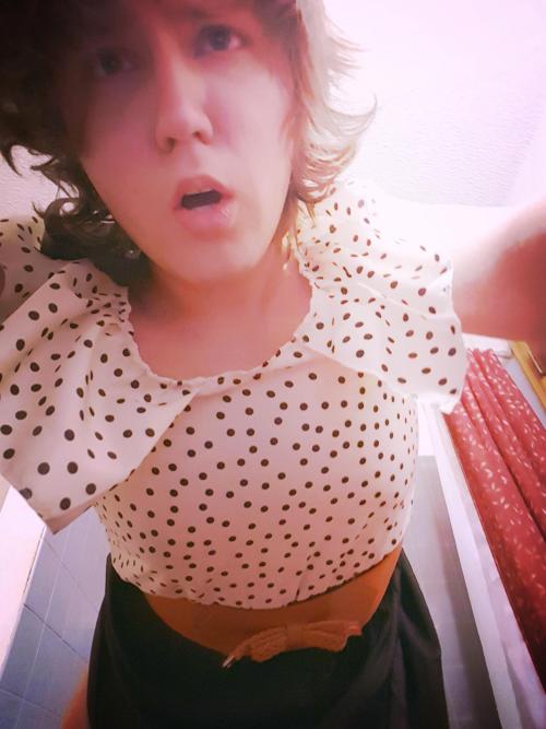 ta6769:  I adore the belt on this dress and I am in love with that first picture of my face. I think I look really cute and maybe even a bit hot? Anyway I made a bunch of gifs with a dildo that you can find in this Imgur album (I suck it, ride it, and