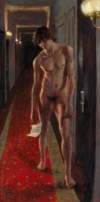 splendidgeryon:  Philip Gladstone:   “The Corridor”, acrylic/panel 2013 (Sold, private collection)  