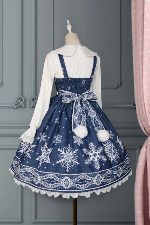 lolita-wardrobe:  New Release: Lemon Honey 【-The Snow Princess-】 #SweetLolita Jumper Dress◆ Shopping Link >>> https://www.lolitawardrobe.com/lemon-honey-the-snow-princess-sweet-lolita-jumper-dress_p4851.html