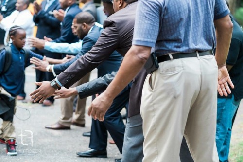 tallgirlshaveshortmemories:spoonmeb:nousverrons:Nearly 100 black men greeted children at an elementa