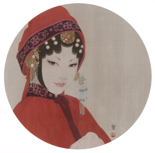 Portraitures of Dan by Gongbi artist Zhou Xue(周雪). The Dan (旦) refers to any female role in Peking o