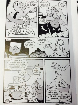 gemslashstashcache:  lavendermarzipan:  THE STEVEN UNIVERSE COMIC IS SO GOOD THE BAKE OFF IS MY FAVORITE THING IN THE ENTIRE WORLD  I knew Pearl was nerdy but wow this is a new level  hehehehe silly gems &lt;3