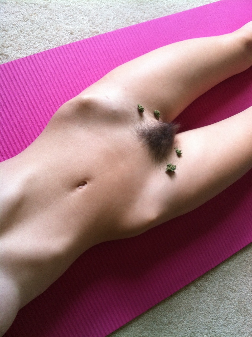 thepureskin:  naked-yogi:  Just being silly before my morning pre-yoga smoke session.