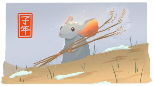 One of my other sketches for the year of the rat/mouse. I thought that it was cool that these rodent