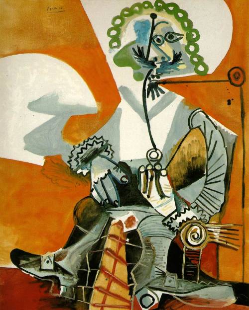 artist-picasso: The Man with a Pipe, 1968, Pablo PicassoMedium: oil,canvaswww.wikiart.org/en