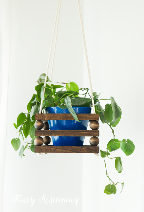 createforless:Wooden Bead Hanging Planter via Stacy Risenmay