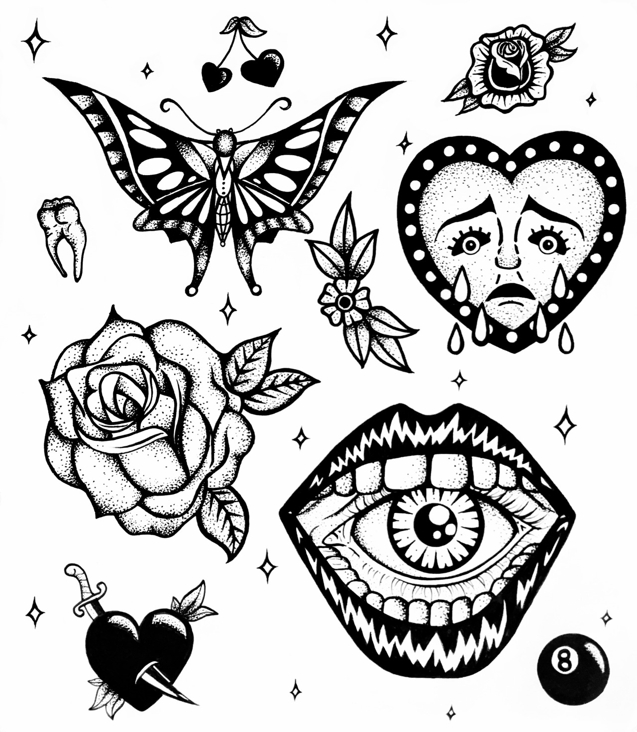 Tattoo Flash Sheet Photographic Prints for Sale  Redbubble