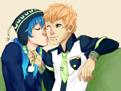 daledraws:  aoba wearing noiz’ hat more like kill me