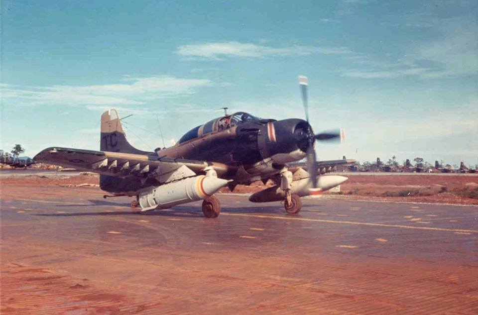 toocatsoriginals:  A-1E Skyraider with BLU-72B Fuel Air Explosive Bomb GIF of Fuel