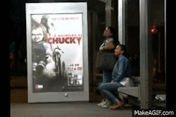 sixpenceee:  Chucky Bus Stop Prank in Brazil