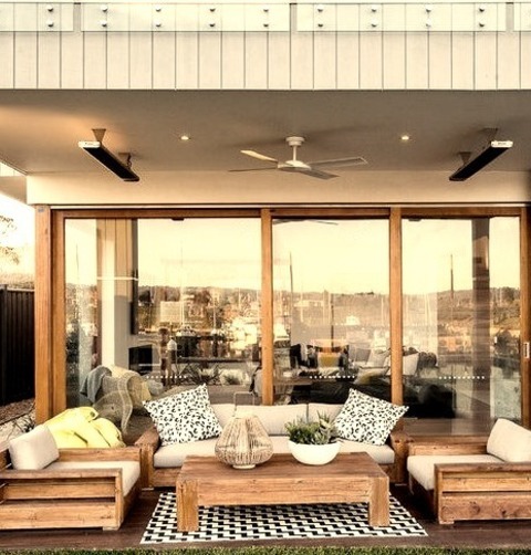 Deck Roof Extensions Deck - Mid-sized Contemporary Backyard Ground Level Deck Idea With A Roof Extension